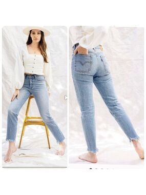 Levi's Icon Wedgie Jeans Ankle Raw Chewed Hem Size 27